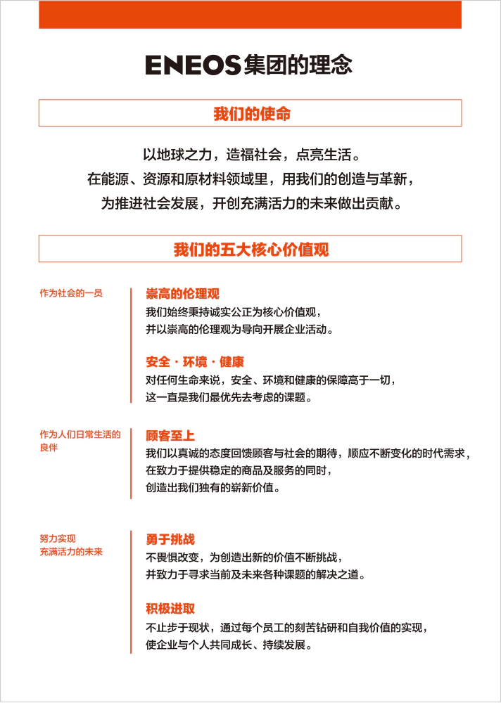 ENEOS集団的理念的示意图
