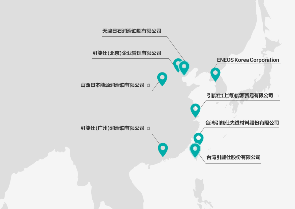引能仕株式会社　中国总代表所辖公司示意图