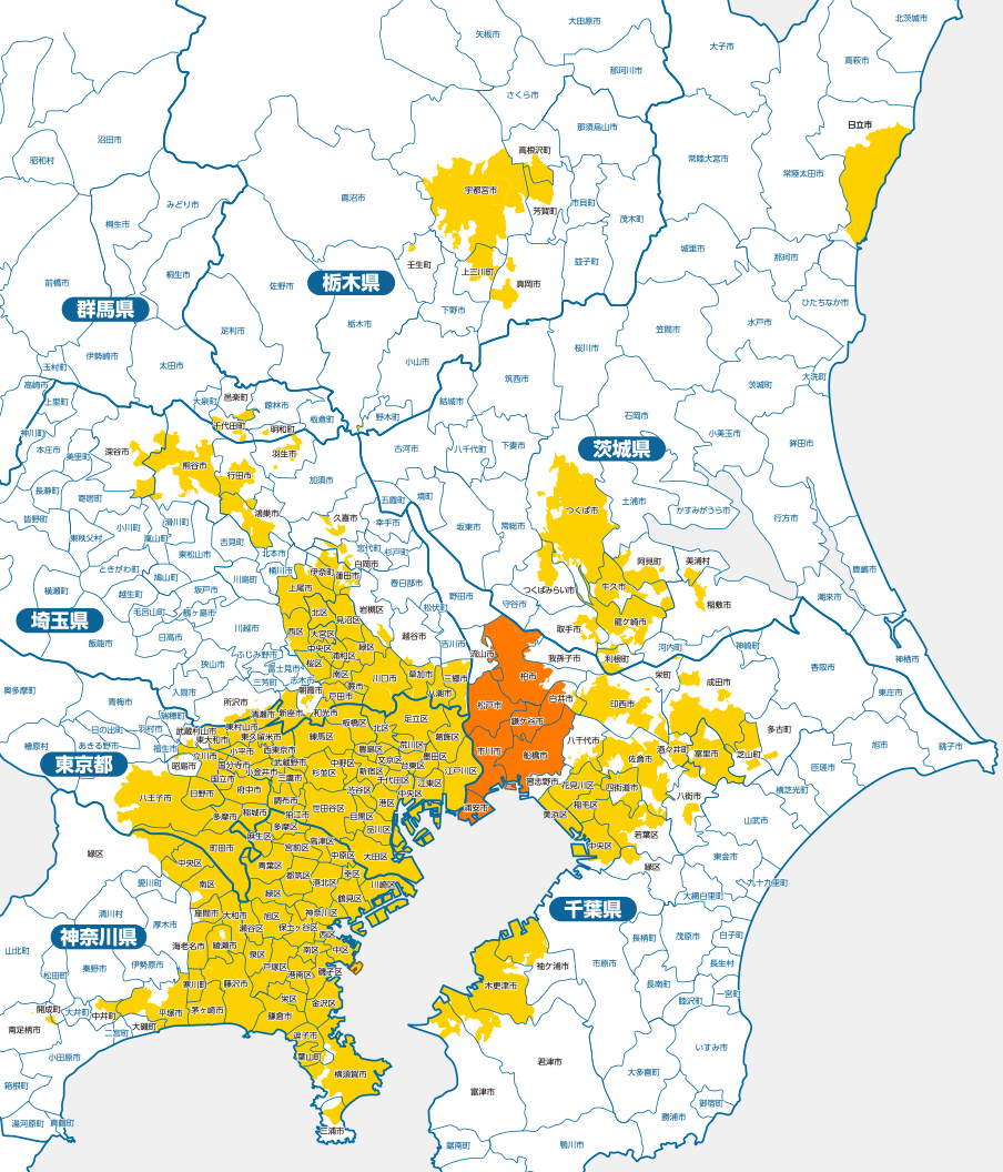 ＥＮＥＯＳ都市ガス供給エリアマップ